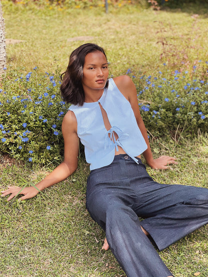 Top Lauren bleu rayé