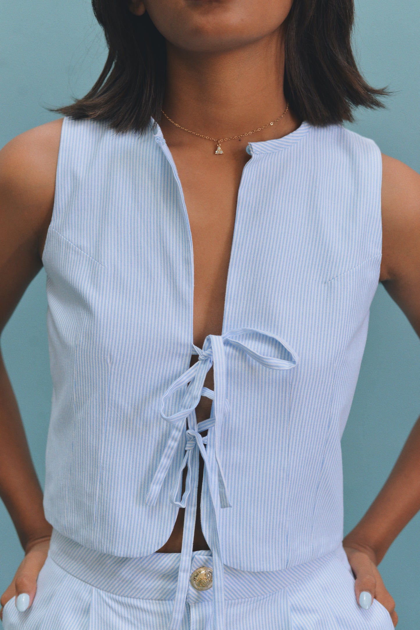 Top Lauren bleu rayé